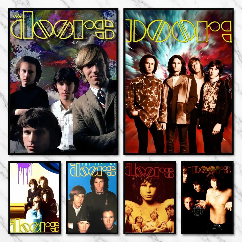 The Doors Classic Rock Band 60s Vintage Music Legacy Poster Modern Self Adhesive Wall Art Prints for Bedroom Living Room