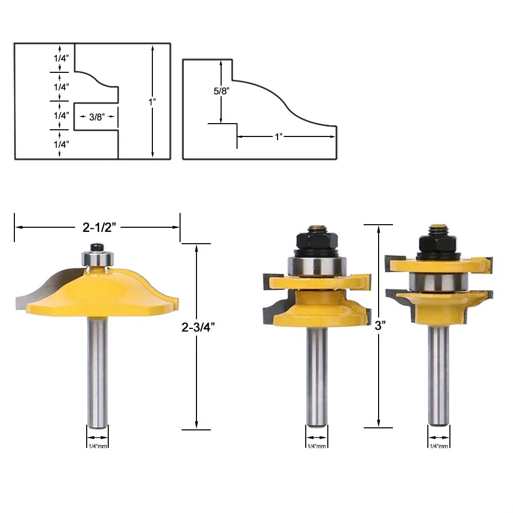 

Raised Panel Cabinet Door Router Bits 3 Bit Ogee Woodworking Milling Cutter