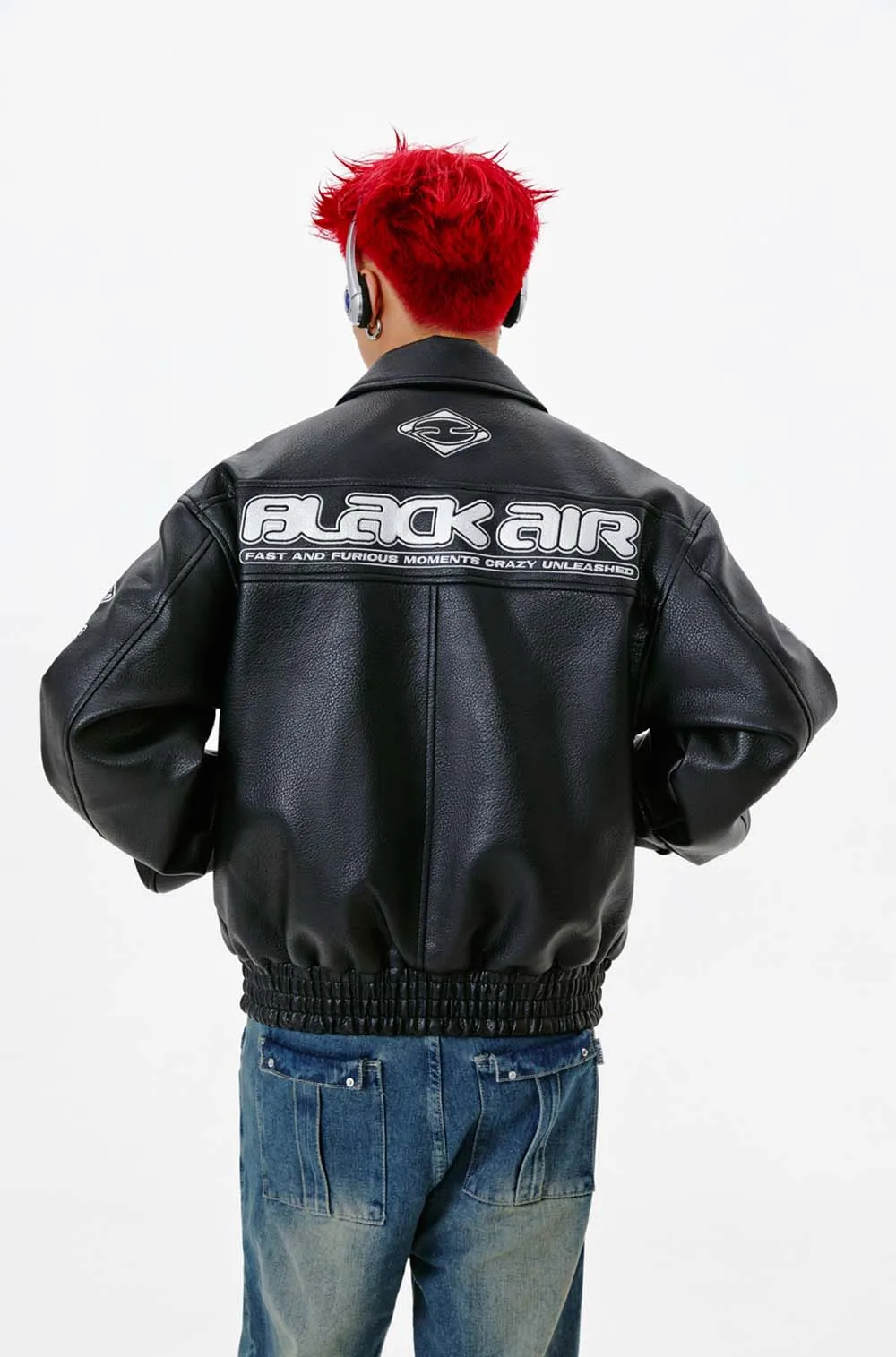 BLACKAIR Embroidery Racing Leather Jacket Hip Hop Moto & Biker Y2k Clothes 230712