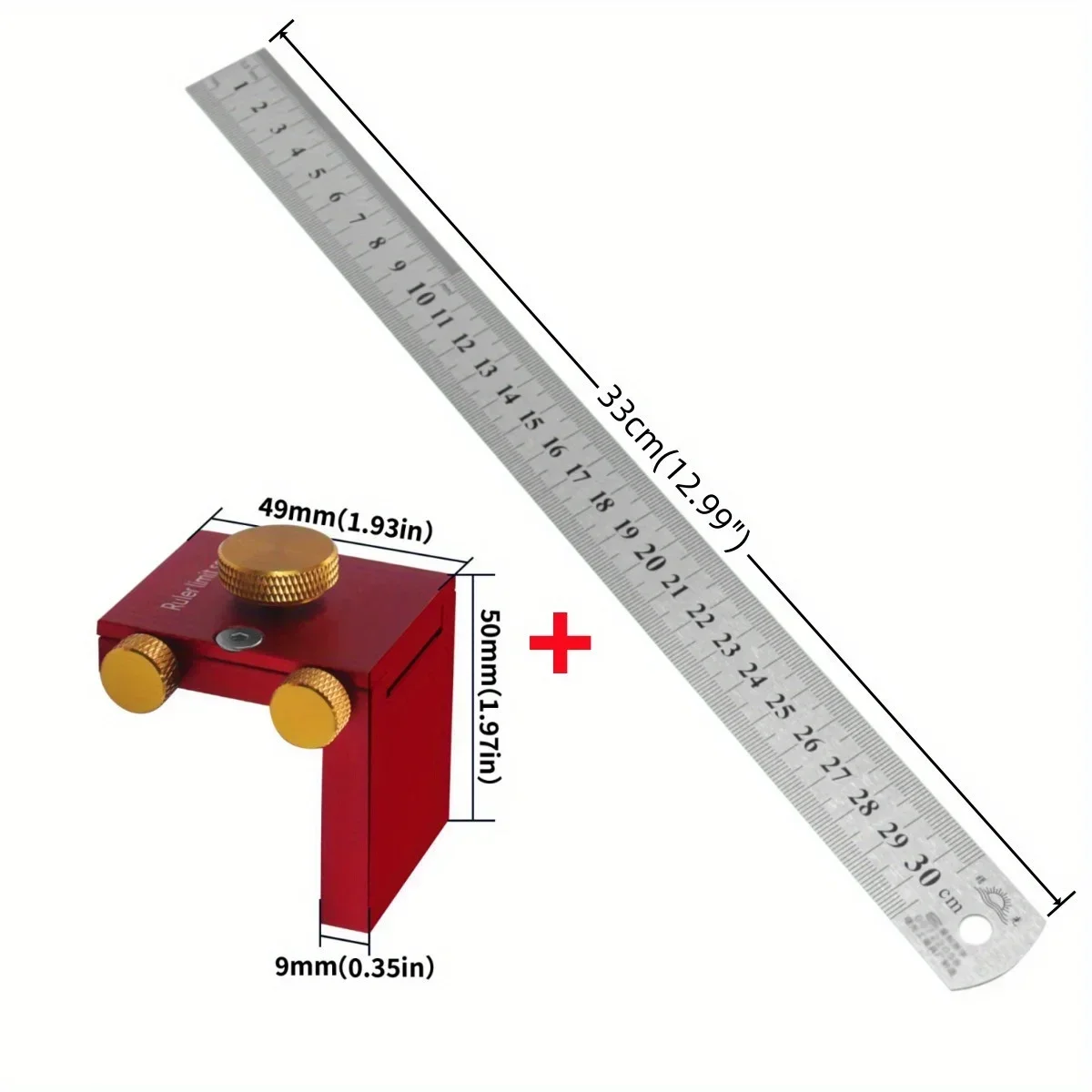 Blok pozycjonowania linijki stalowej - aluminiowy kątowy miernik do znakowania linii trasera, lokalizator pomiarowy trasera stolarskiego DIY