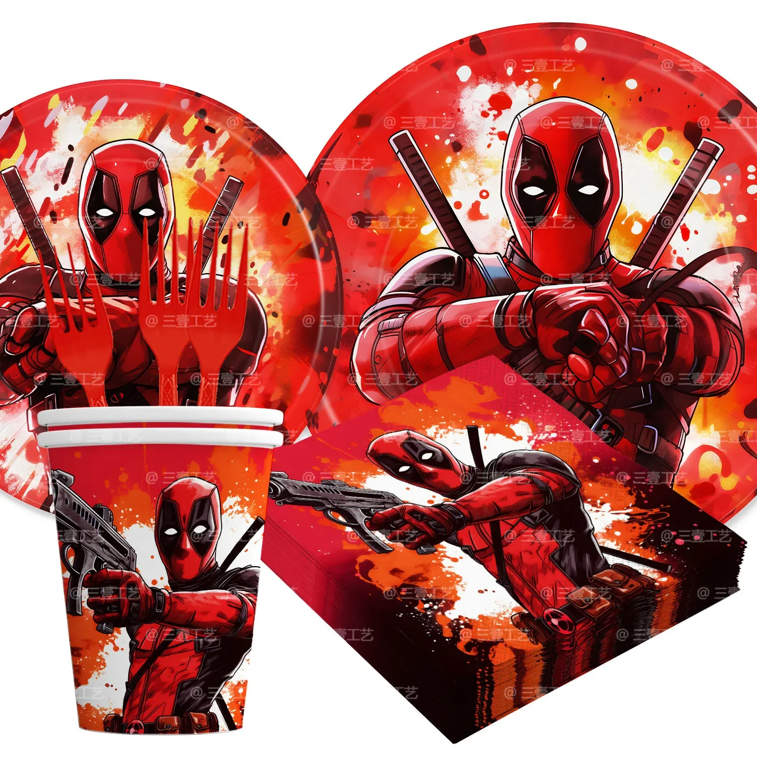 Hot Filme Deadpool e Wolverine Série Birthday Party Banner, Bolo Topper, Bandeira Pendurada, Conjunto De Balões, Decoração De Aniversário