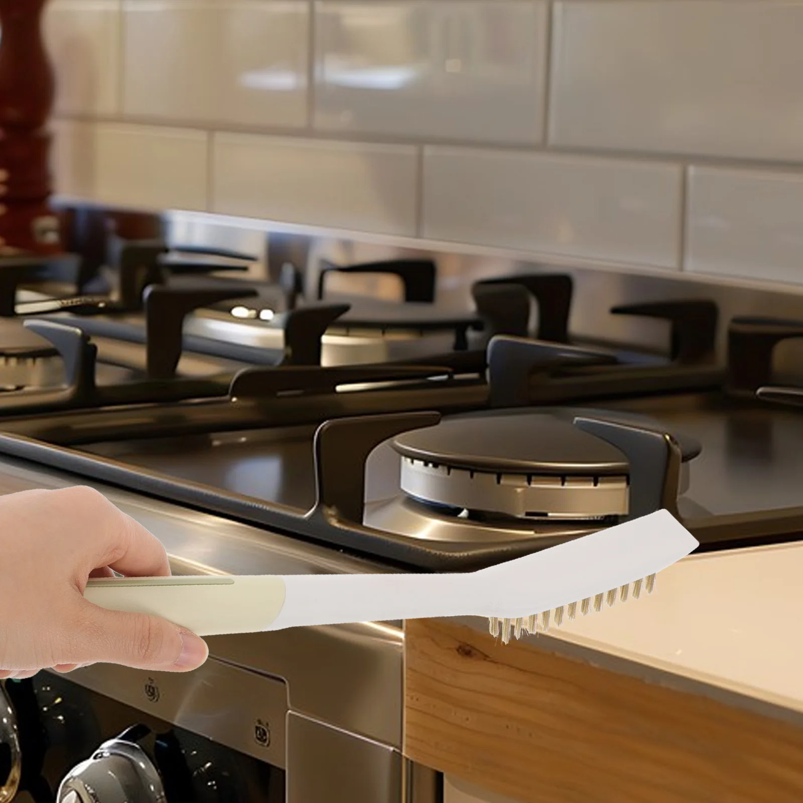 

2Pcs Kitchen Cleaning Brush Oil Stain Brush Set Copper Wire Nylon Stovetop Gap Cleaner Oven Grill Fryer Tool Oven Cleaner