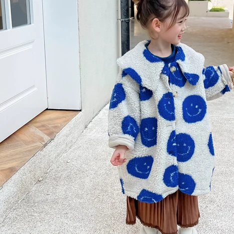 

2022 Autumn Winter Girls Long Sleeve Cartoon Coat Kids Warm Fleece Children Clothes Oversize