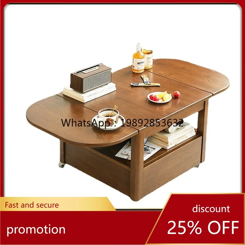 

CZ Ash Tea Table Simple Folding Modern Living Room Movable Side Table Small Apartment Solid Wood Tea Table