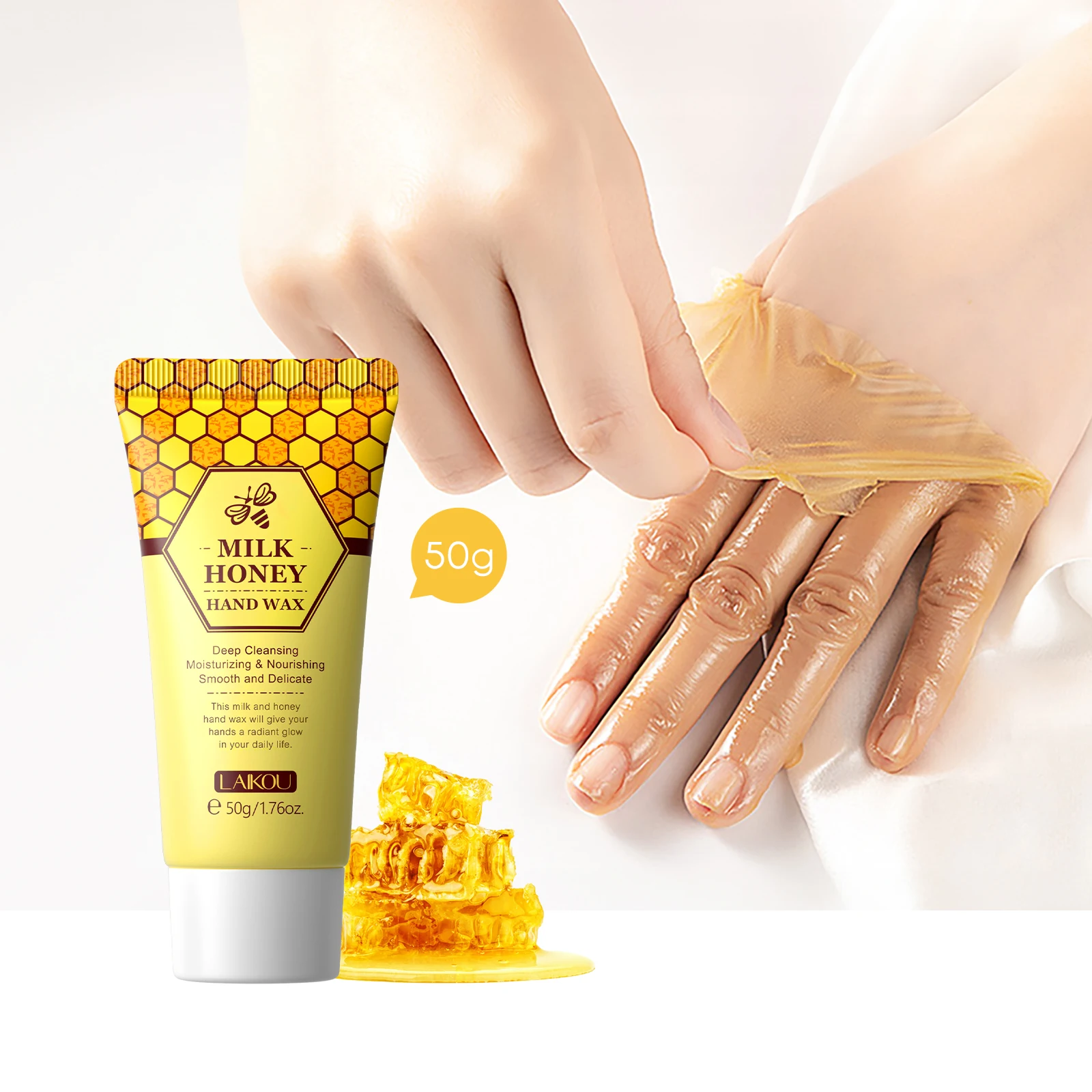 LAIKOU Milk Honey Hand Wax 50g Exfoliating Moisturizing Nourishing Smooth Delicate Daily Hand Care