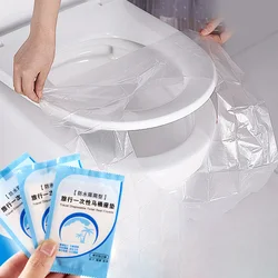 50Pcs Travel Disposable Plastic Toilet Seat Cover Mat Waterproof Safety Travel Bathroom Toilet Paper Pad Bathroom Accessory