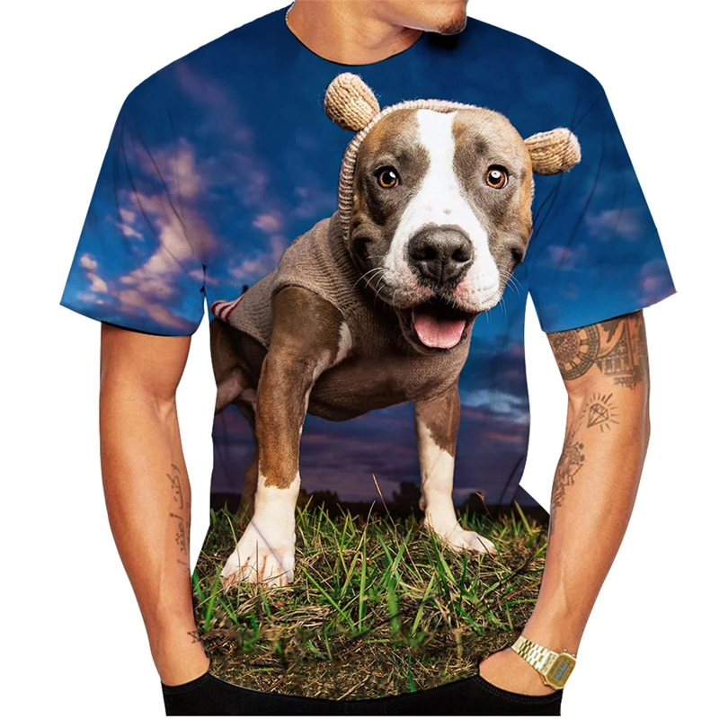 Ugly Pitbull 3d Printed T-shirt For Men Funny Cute Animal Pattern Tee Shirt Round Neck Short Sleeves Outdoor Street Clothes Tees image 5