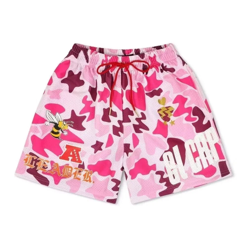 Shorts estampados com padrão masculino malha basquete esportes fitness shorts