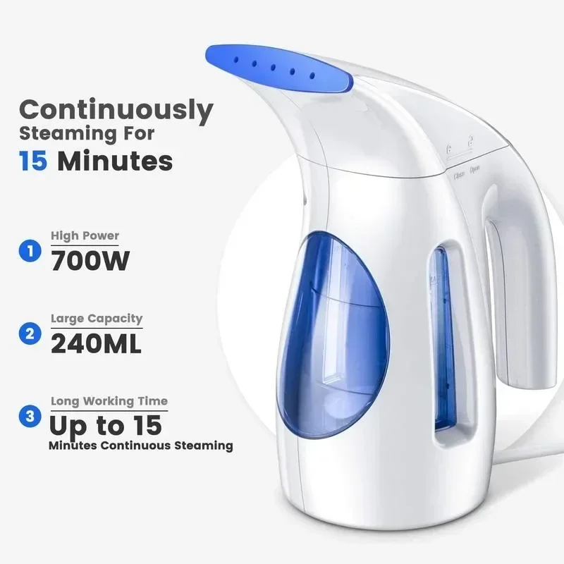 Steamer for Clothes, Portable Handheld Steamer, Steam Removes Wrinkles, 240ml Big Capacity Suitable for Home, Office, Tra