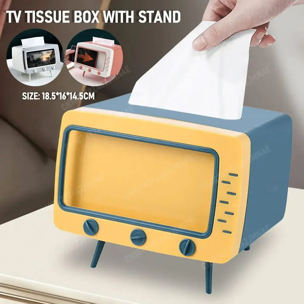 Kawaii TV Tissue Box mit Telefonst änder kreative Tissue Spender Desktop TV Tissue Case Multifunktion sbox für Zimmer Home Office