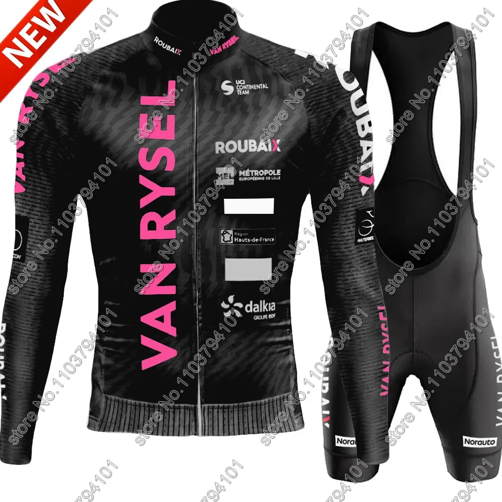 Van Rysel - Roubaix Cycling Jersey 2024 Team Set Long Sleeve Summer France Cycling Clothing Bike Thermal Jacket Suit Pants Bi