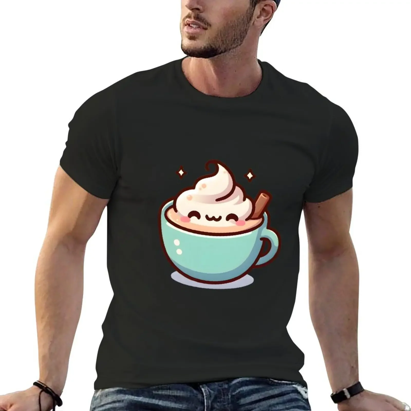 Cute Pastel Coffee Cup T-Shirt vintage t shirts Blouse Aesthetic clothing black t shirts for men