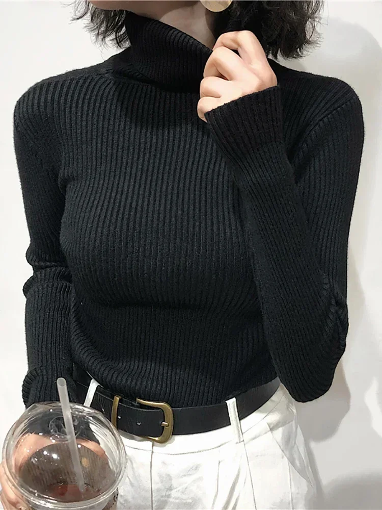 

Turtleneck Sweater Womens 2024 Autumn Winter Tops Korean Slim Women Pullover Jumper Knitted Sweater Pull Femme Hiver Truien