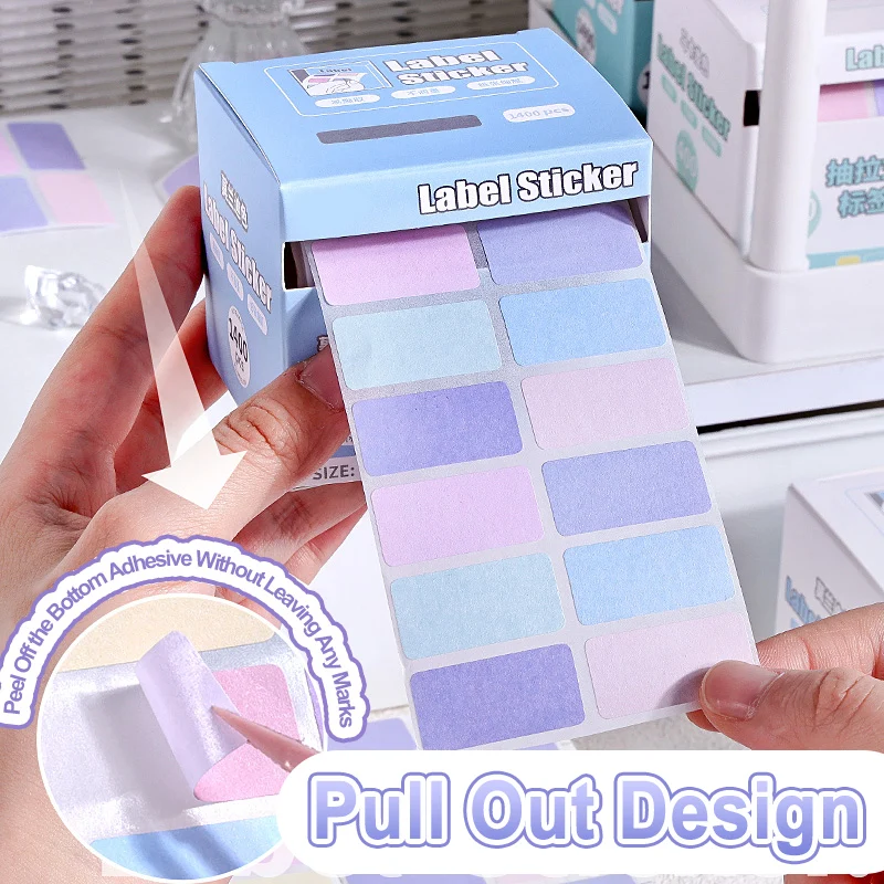 400/1400 Pull Out Sticky Notes Morandi Colored Name Stickers Sticky Notes Fully Adhesive Macaron Colored Index label Stickers