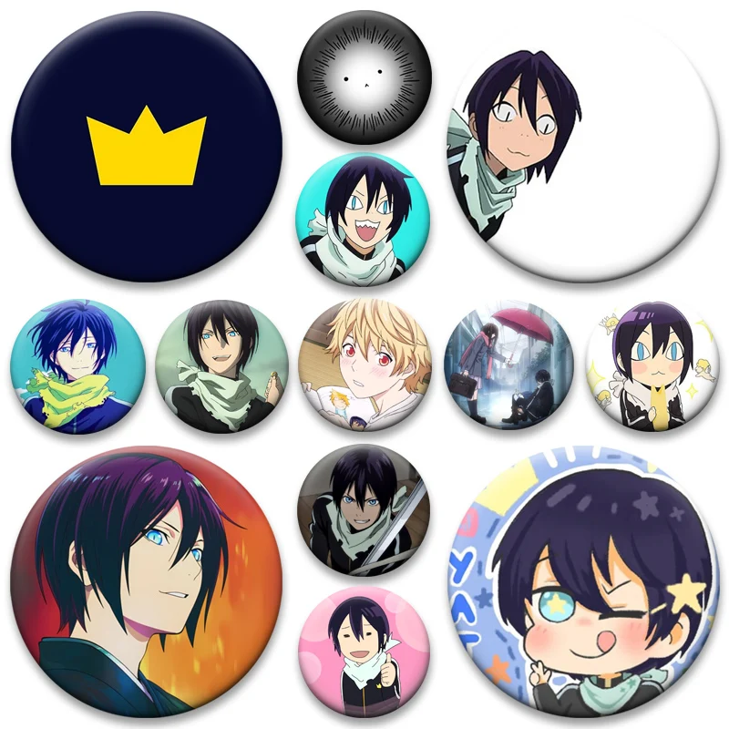 Yato,Iki Hiyori,Yukine Cartoon Figure Brooches Anime Noragami Badge Round Display Lapel Pin for Backpack Accessorie Jewelry Gift