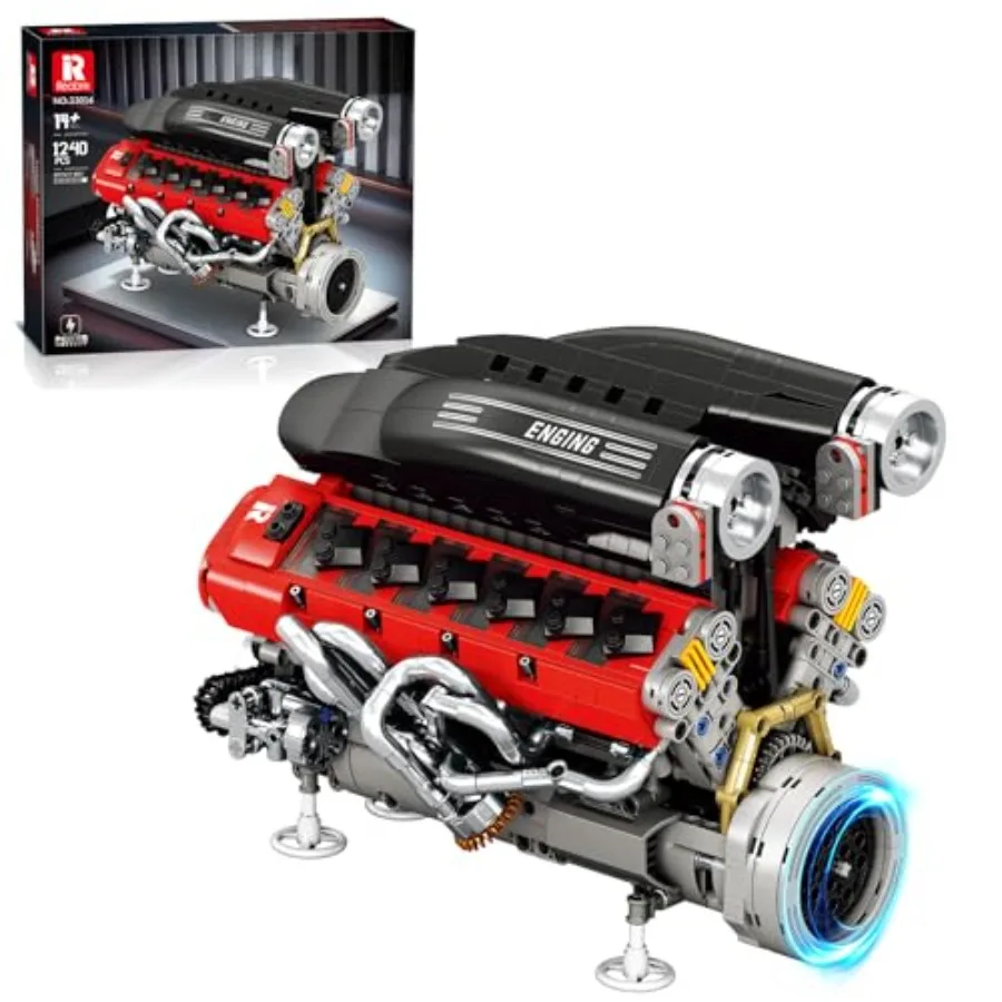 

V12 Engine Building Set for Adults, 65° V-Angle ercar Engine Model Kit with Motor, Precision Mechanical Model Engines Kit for D