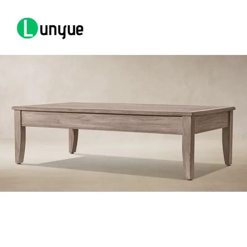 Solid Teak Coffee Table Modern Luxury Outdoor Furniture for Garden Terrace Hotel Durable Natural Wood Patio Centerpiece