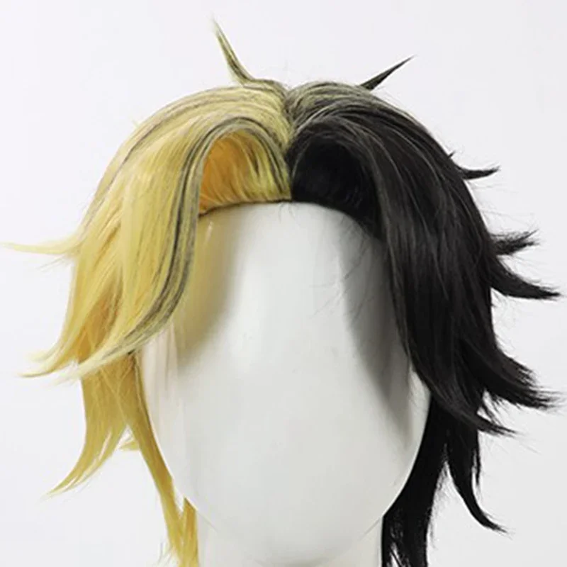 Anime Mashle Magic and Muscles Rayne Ames Cosplay Wigs Adult Unisex Heat Resistant Synthetic Black Yellow Hair Party Accessory