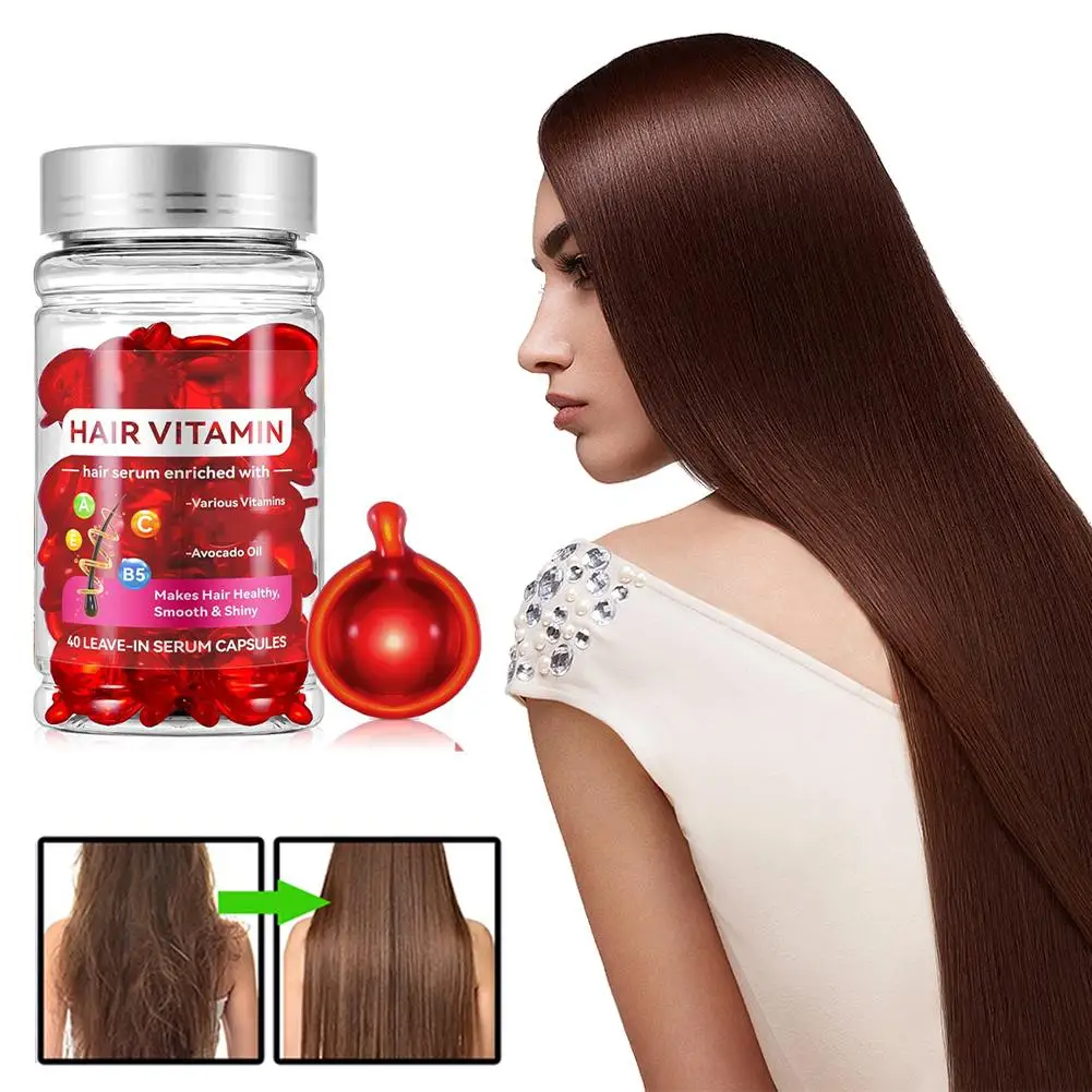 40Pcs Biotin Hair Gummies Moroccan Anti-loss Hair Vitamin Capsule Essential Oil Care Capsules Smooth Hair Serum Repair Frizz