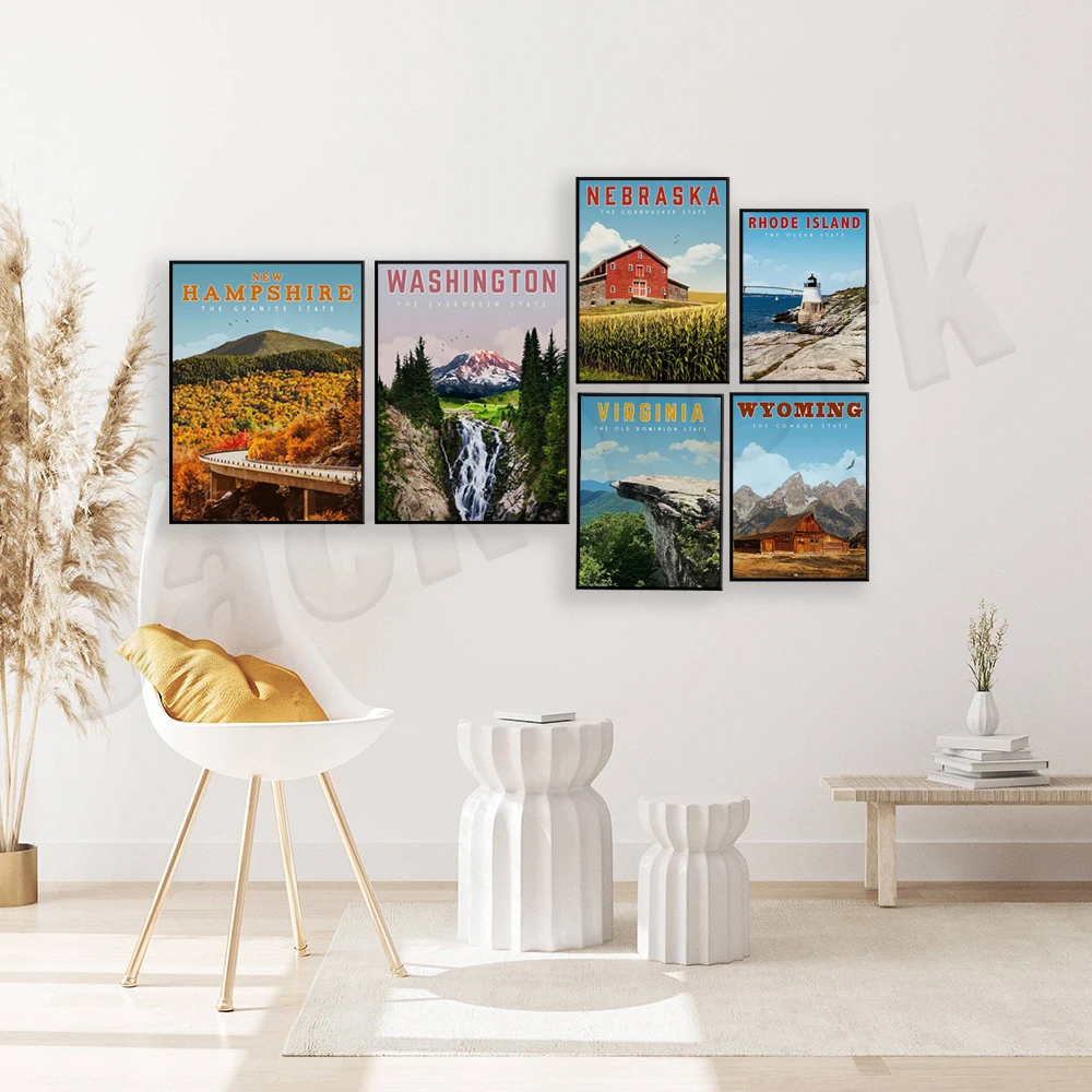 Mount Rainier، Theodore Roosevelt National Park، أوريغون، هاواي، ماين، مينيسوتا، نيو هامبشاير، ملصقات السفر لجزيرة رود #3