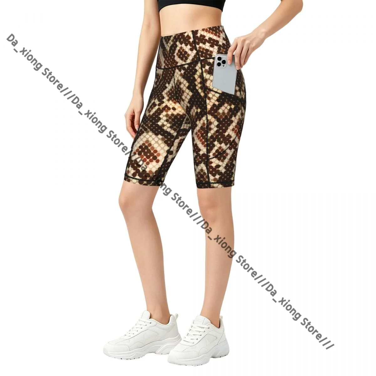 Ladies Yoga Shorts Snake Skin Texture Breathable Gym Running Workout Pants