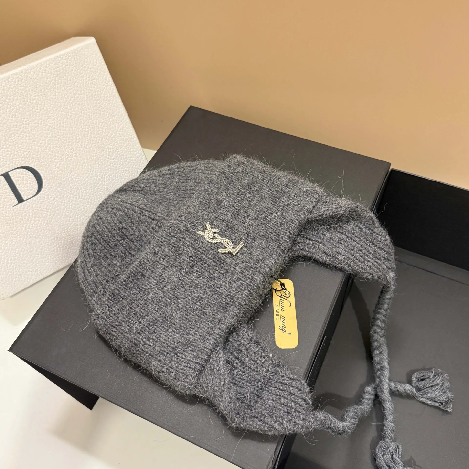 High Quality Cold Weather Thick Warm Double Fold Rabbit Fur Knit Cap Winter Designer New Cute Braid Ear Flap Beanie Hat