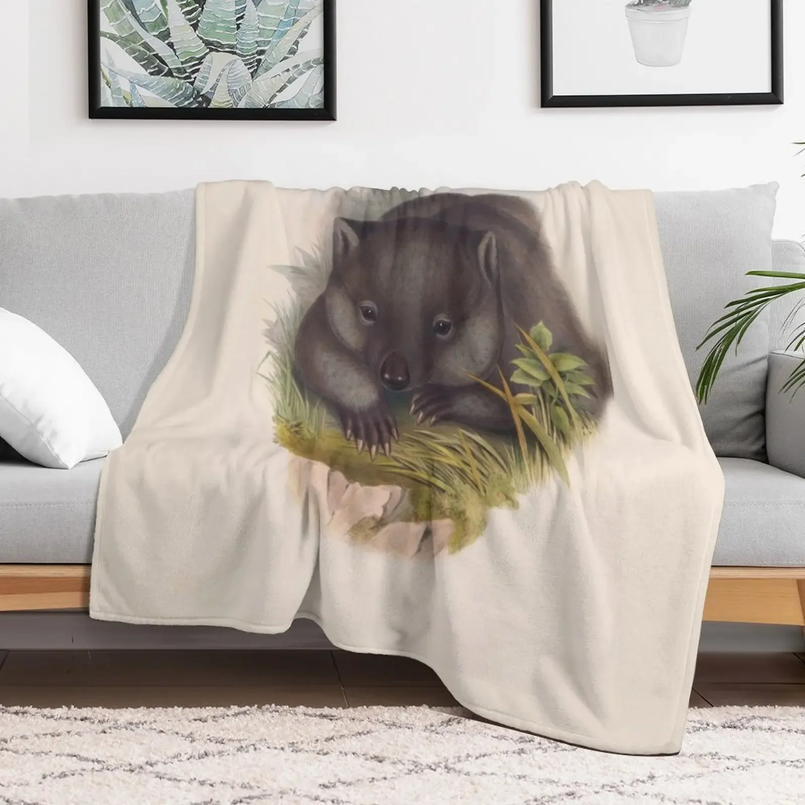 Phascolomy's Wombat (Common Wombat) by Henry Richter Throw Blanket Fashion Sofas Baby Luxury Blankets