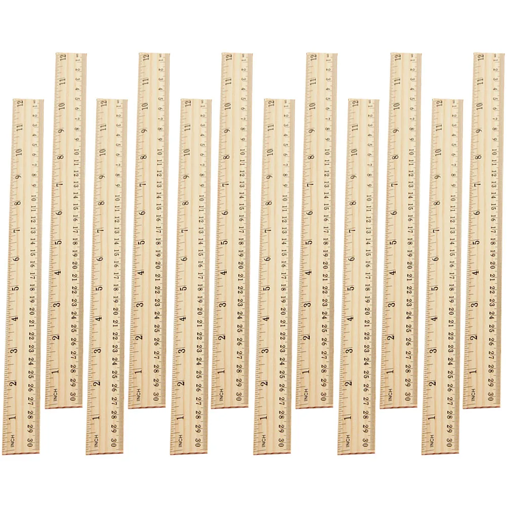 

Wooden Rulers Inches Centimeters Office Kids Drawing Measuring Tools Bamboo Straight Edge Storage School Supplies