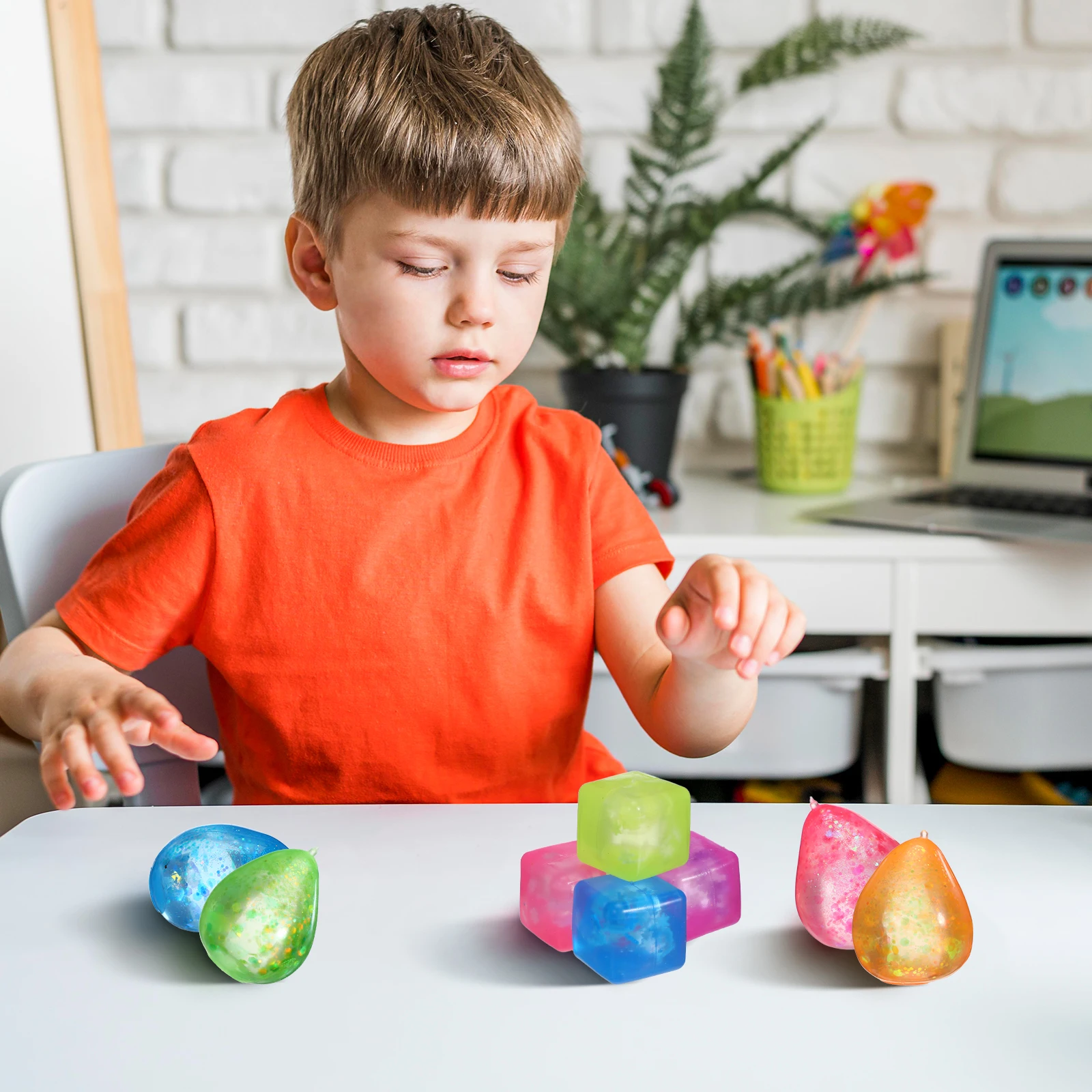 

8 Pcs Stress Relief Toys Fidget Anxiety Cube Ice Balls Soft for Teens Maltose Gel