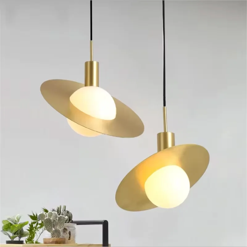 

Modern Nordic UFO type all copper lighting fixtures restaurant bar counter creative and personalized bedroom bedside chandelier