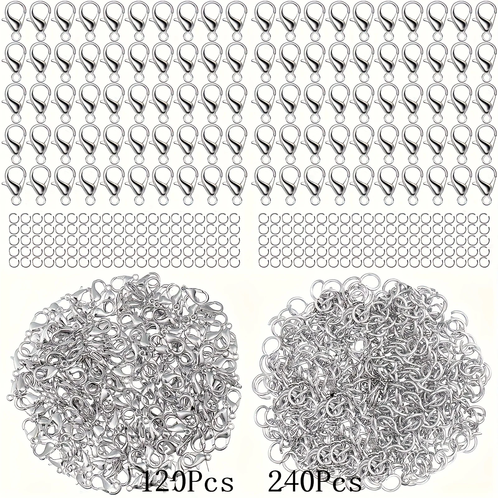 360PCS Premium Visual Appeal Jewelry Making Components Set Key Ring Pendant Beading Supplies Chain Ornaments Elegant Assorted
