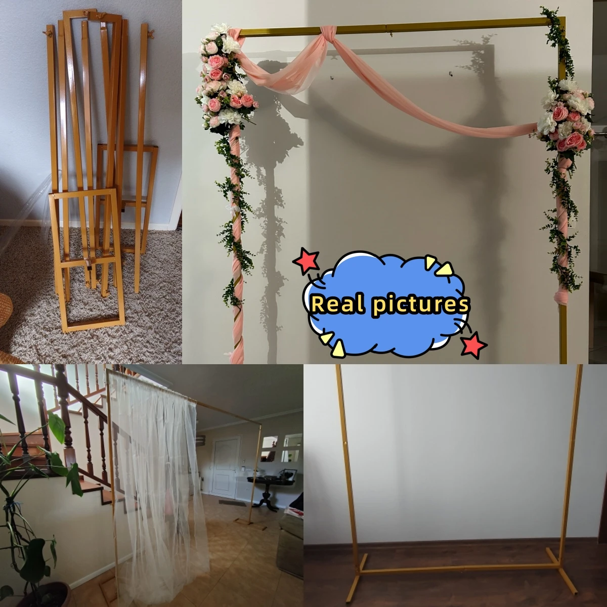 إطار قوس زفاف أصفر اللون ، حامل زهور ، خلفية بالونات ، لوازم ديكور الحفلات ، تطبيق حفلة منزلية ، تخفيضات كبيرة #6