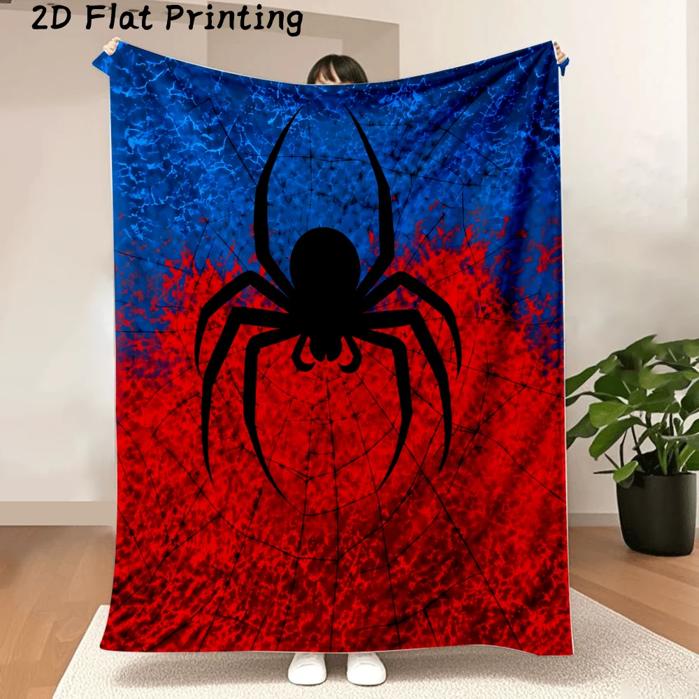 1PC 2D Flat Print Spider Flannel Blanket, Super Soft — Christmas Decoration, Holiday Parties, Everyday Use and Gift Giving