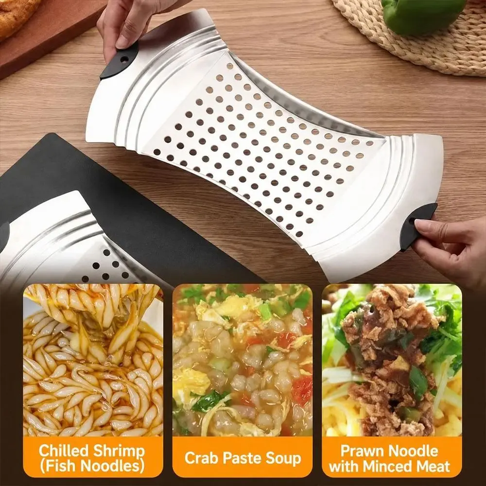 Stainless Steel Dough Drop Maker Perforated Surface Pot-Mounted Noodle Strainer Board Heat-Resistant Grips Grooved Edge