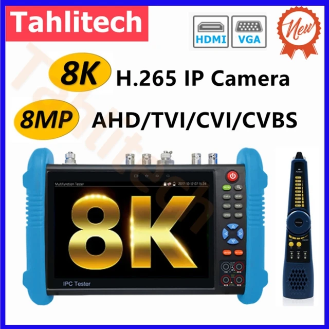 8K CCTV IPC Tester 8MP AHD CVI TVI POE Narzędzie do testowania kamer IP Net Cable Tracer HDMI VGA wejście 7-calowy ekran dotykowy CCTV ip Tester