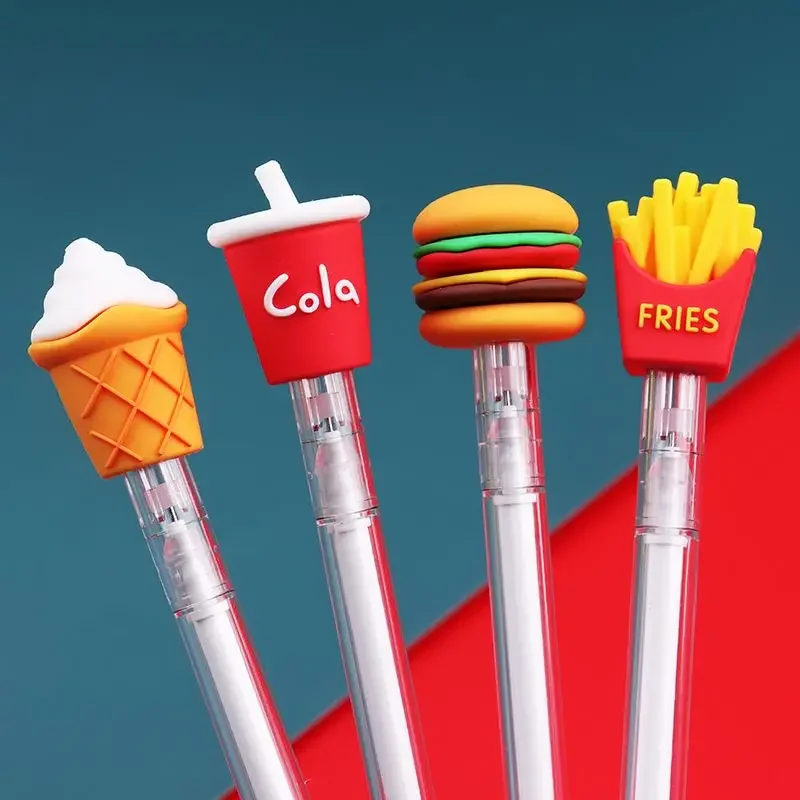 24 Pcs Wholesale Creative Hamburger Fries Gel Pen Student Gift Ice Cream Pen 0.5mm Kawaii School Supplies