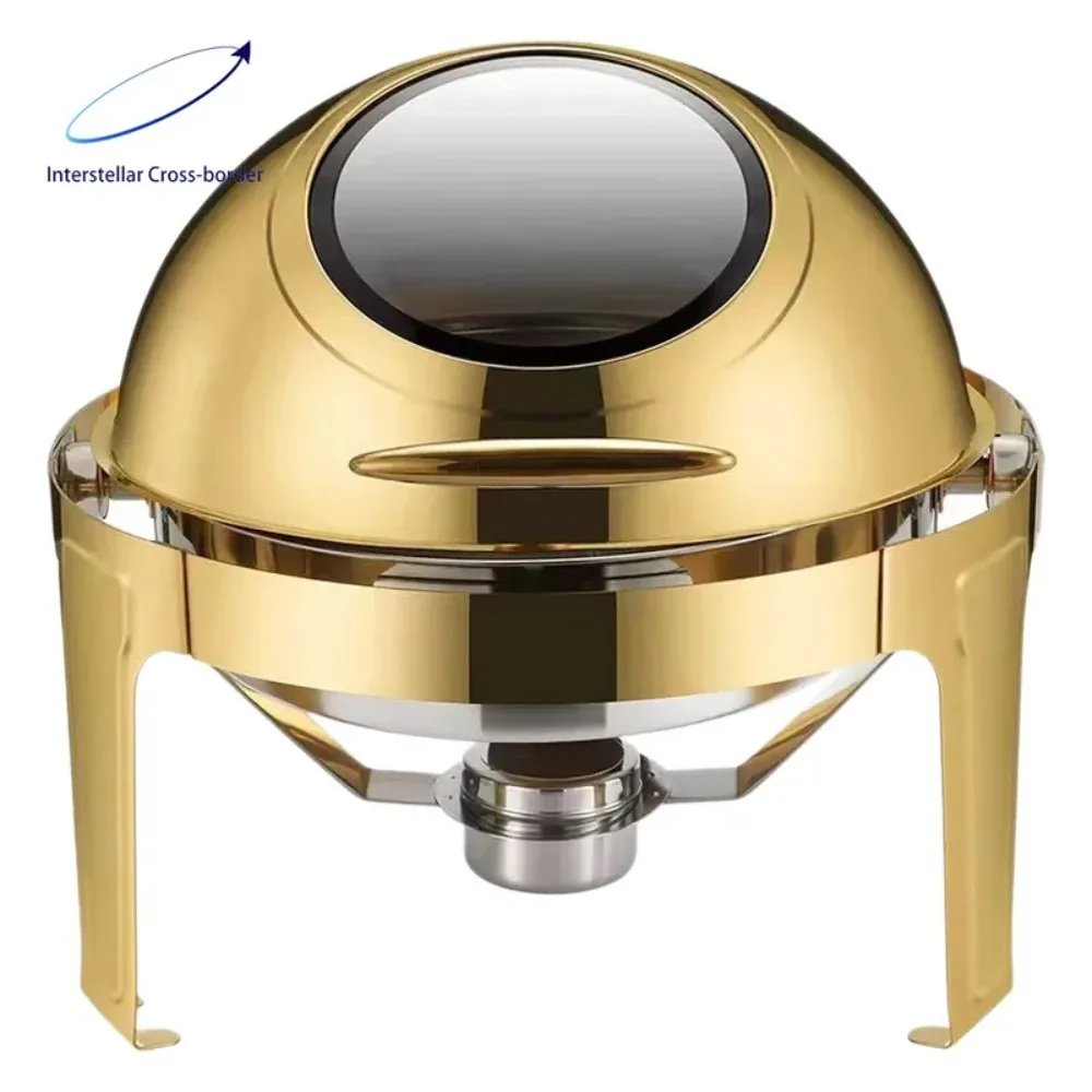 

For Stainless Steel Visual Full Flip Cover Buffet Warmer Commercial Canteen Breakfast Insulated Food Server Alcohol Heating Keep