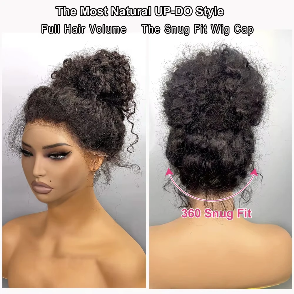 Wig Rambut Manusia Keriting Wewave Model Water Wave 1b Hitam Deep Wave Wig Frontal 360 Lace Front Tali Tak Terlihat Kepadatan 200%