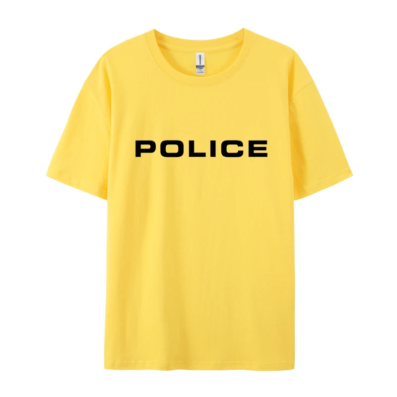 男性用特大警察Tシャツ,だぶだぶの黒Tシャツ,シンプルなスタイル,グラフィックプリント,大人用Tシャツ