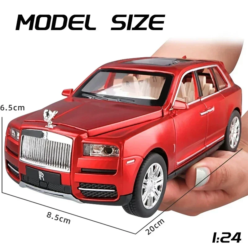

Модель автомобиля из сплава Rolls-Royce Cullinan, масштаб 1:24, световой и звуковой эффект, литая под давлением машина, игрушки, подарок на день рождения, игрушки, коллекция автомобилей