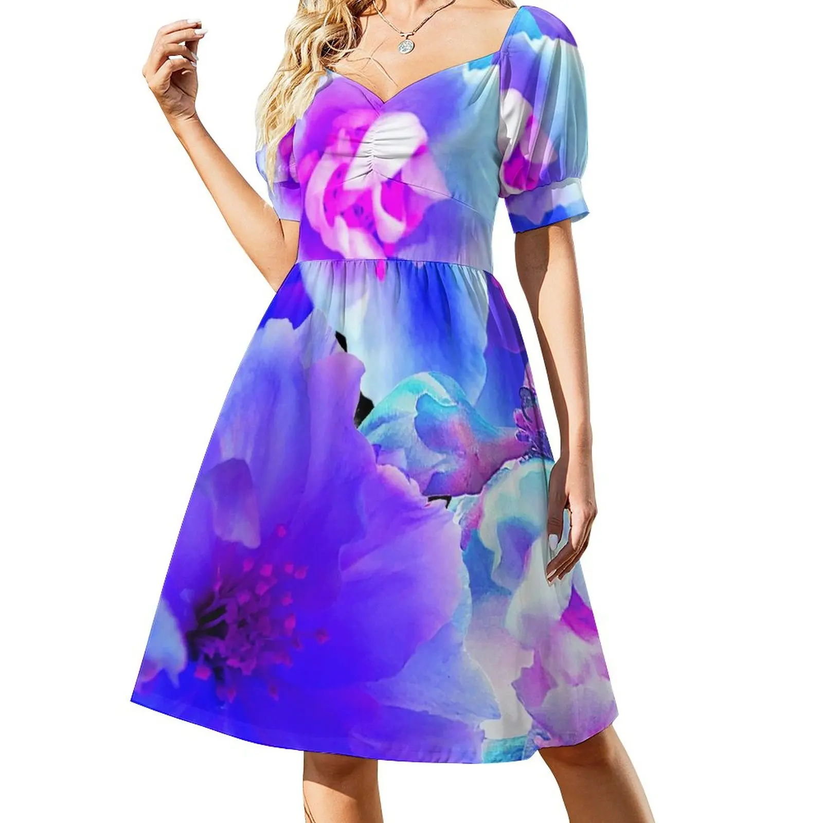 Bluetiful Blossom Blooms - Behind Black Dress fairy dress summer women's dress 2023