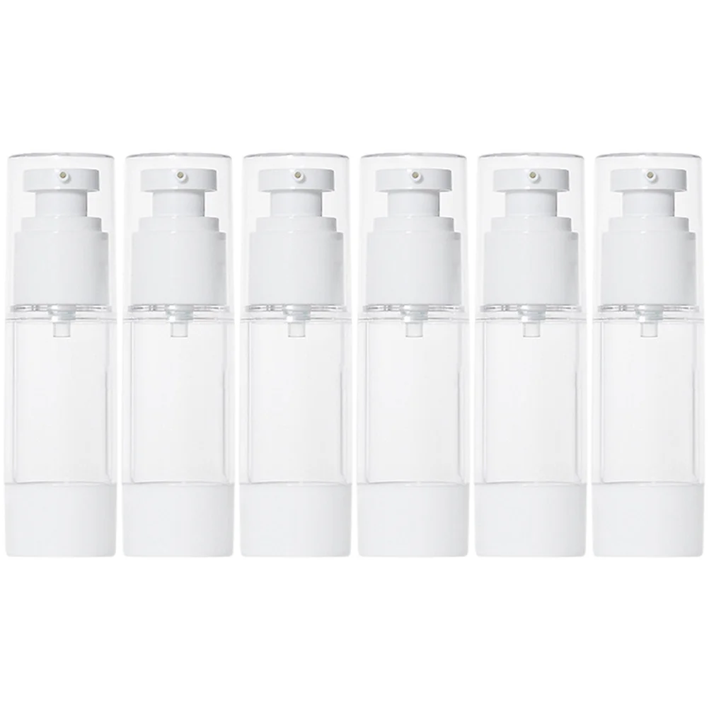 6pcs Vacuum Pump Bottle Refillable Travel Containers For Toiletries Lotion Shampoo Dispenser Lightweight Durable Plastic