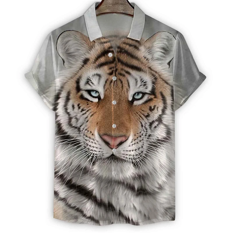 Hawaii Shirts 3d Print Tiger Mens Short Sleeve Blouse Holiday Party Tops Oversized Tee Shirt For Womens Clothes Harajuku Camisa