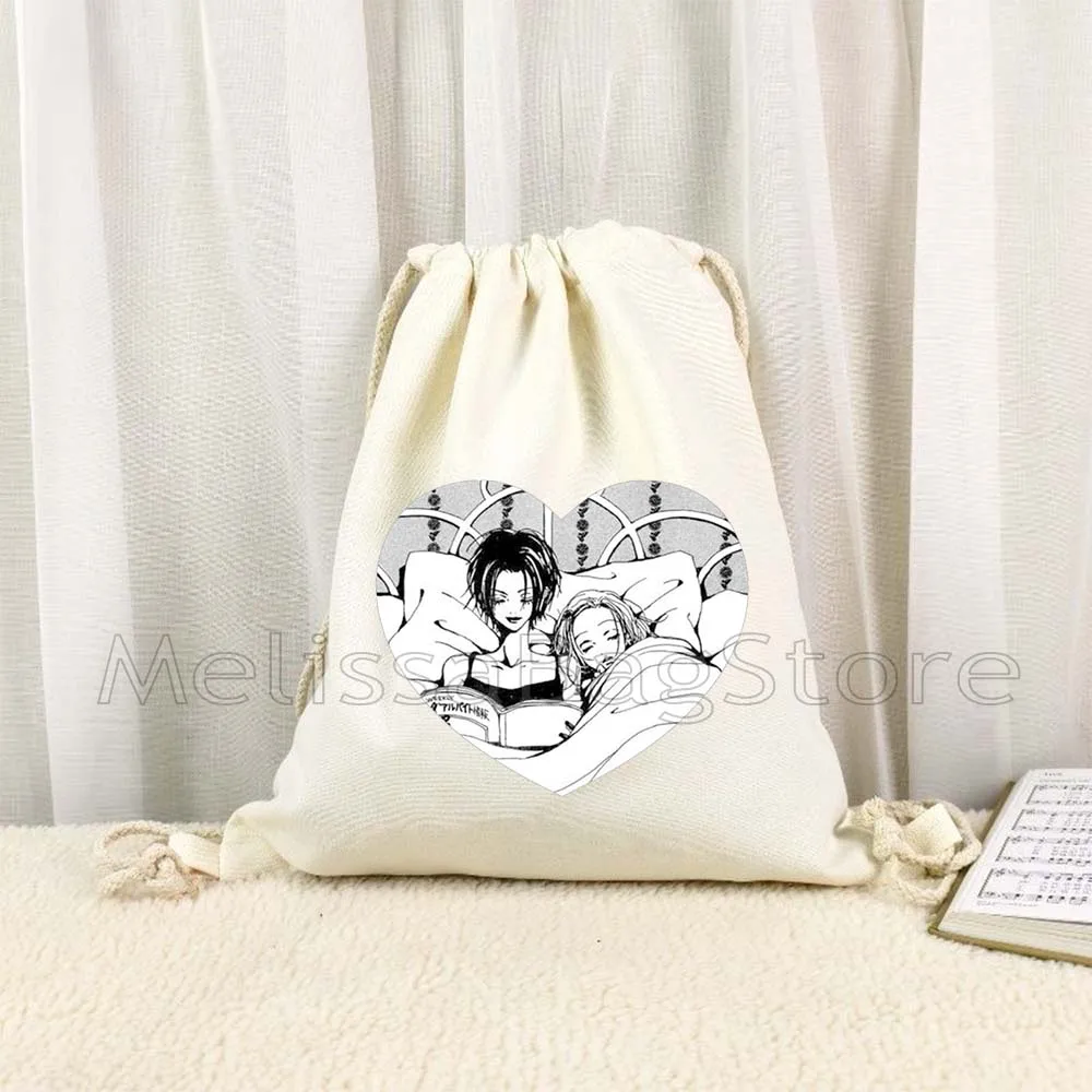 NANA Anime Manga Nana Osaki And Ren Honjo Lotus Flower Tattoo Cute Canvas Drawstring Bag Soccer Backpack Gym Sackpack String Bag