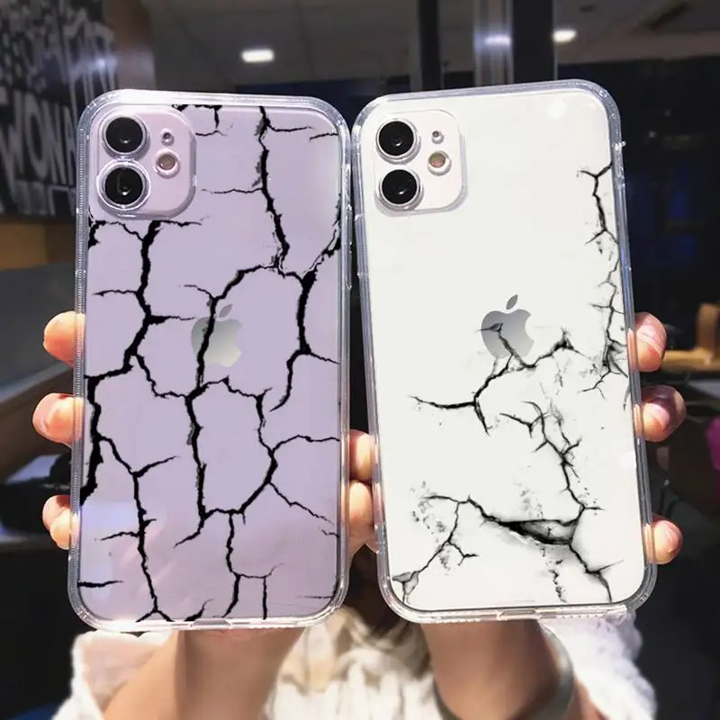 Crack Art Phone Case For iPhone 11 12 Mini 13 Pro XS Max X 8 7 6s Plus 5 SE XR Transparent Shell