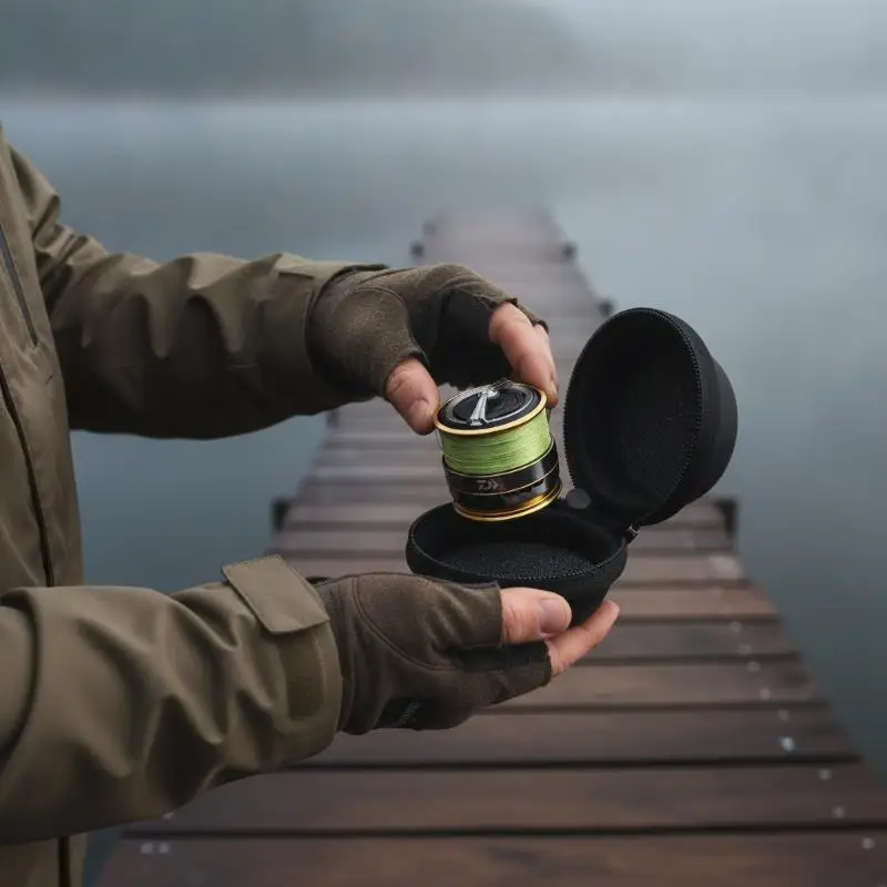 1 Set Shockproof Hard Shell Fishing Spool Case Round Portable Reel Holder Pouch for Professional Anglers