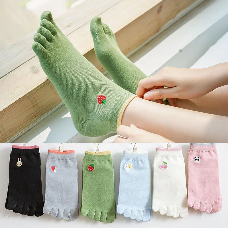 

5 Figer Socks Women Candy Color Cotton Five Finger Toe Socks Breathable Soft Five Finger Sock Girls Streetwear Split Toe Socks