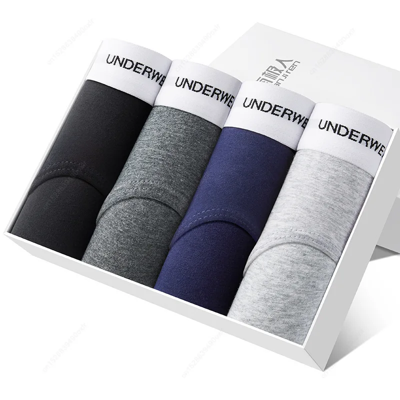 Xiaomi-Ropa Interior Sexy para Hombre, Calzoncillos de algodón, bolsa para pene, pantalones cortos, 4 unids/lote