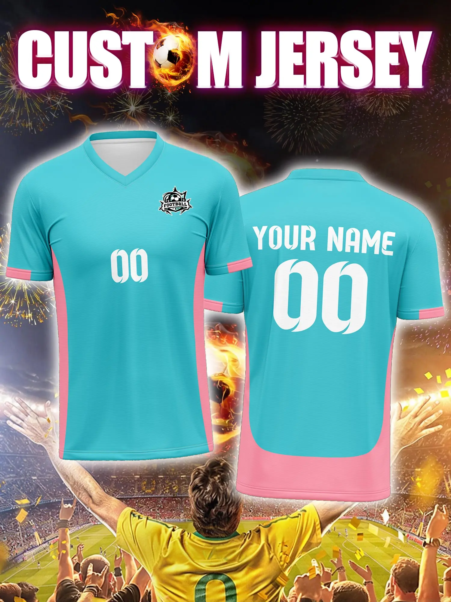 

Футболка для болельщиков с индивидуальным изображением, номером и именем, персонализированная комбинация цветов, футбольная форма для фанатов.