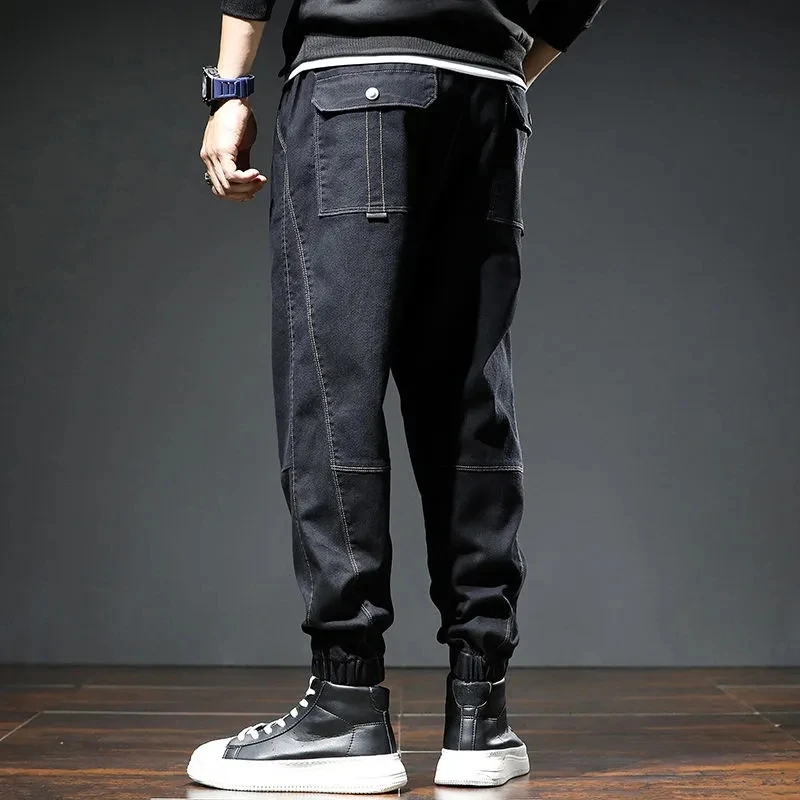 

Japanese Style Vintage Cargo Pants Men Solid Color Joggers Baggy Pants Spring Autumn Casual Harem Pants Fashion Trousers For Men